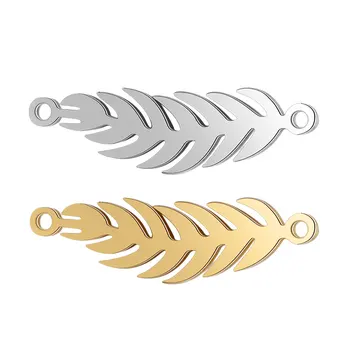 

5 Pieces Natural Leaf Ear of Wheat Connector Charm Wholesale 100% Stainless Steel Real 316 Steel DIY Connectors Charms