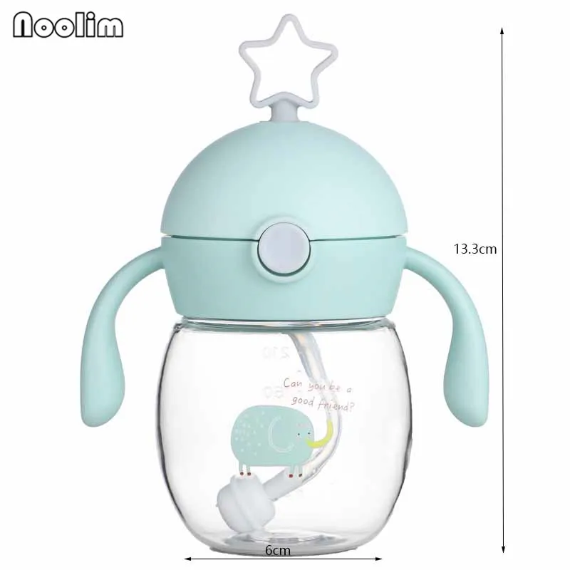 Creative Star Children Straw Cup Water Bottle With Straw Baby Kids Drinking Water Milk Bottle With Handle Training Cup Drinkware