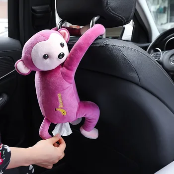 

Car Tissue Box Hanging Monkey Tissue Holder Box Cover Cute Car Cartoon Animal Home Decor