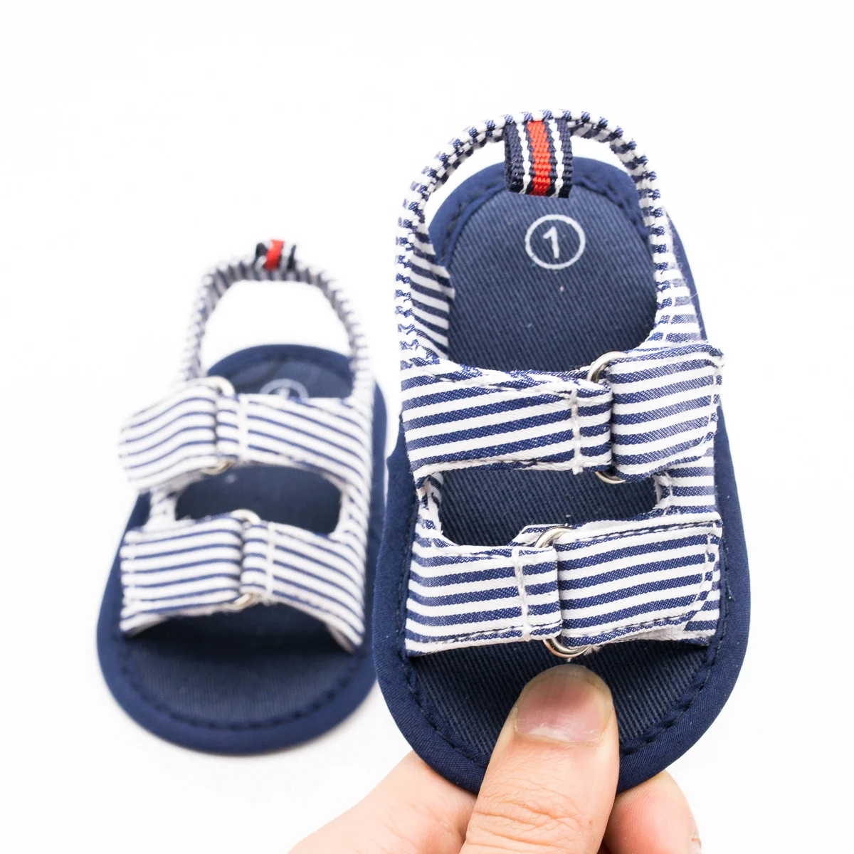 Bebé recién nacido chico bebé niños verano sandalias de dedo del pie cerrado de genial suela blanda de lona niño primeros zapatos de andar Prewalker 3-12M
