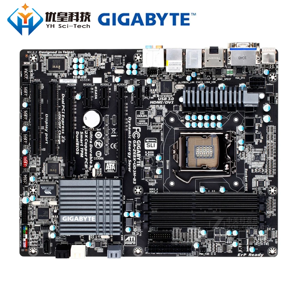 Оригинальная б/у настольная Материнская плата Gigabyte GA-Z68X-UD3H-B3 Z68 розетка LGA 1155 Core i7/i5/i3/Pentium/Celeron DDR3 32G ATX