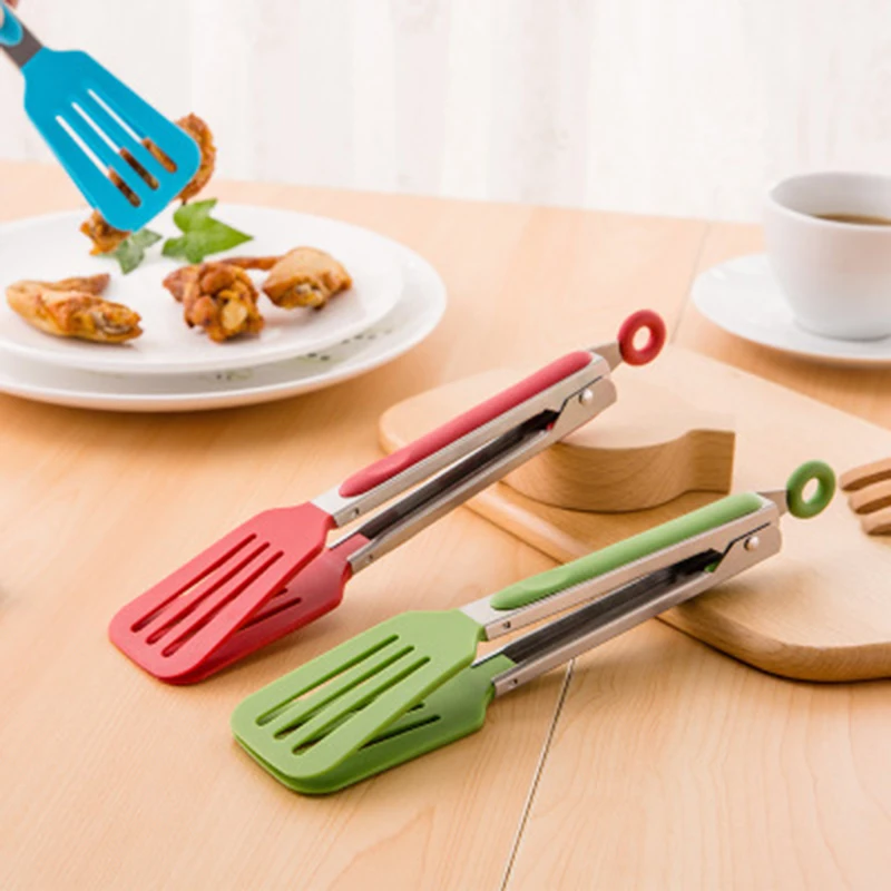 

Nylon Non-Stick Kitchen Tongs Stainless Steel Barbecue Tongs Pizza Bread Steak BBQ Tong Clip Kitchen Accessories