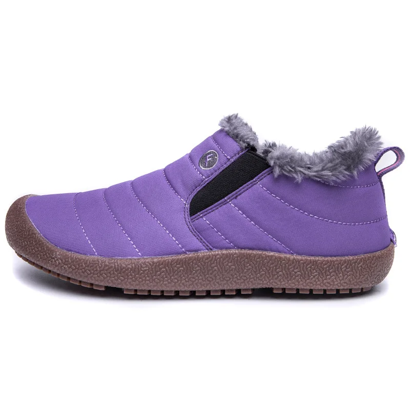 Зимняя теплая походная обувь для мужчин и женщин водонепроницаемые Нескользящие хлопковые ботинки удобные флисовые зимние ботинки прочные уличные кроссовки - Цвет: Purple