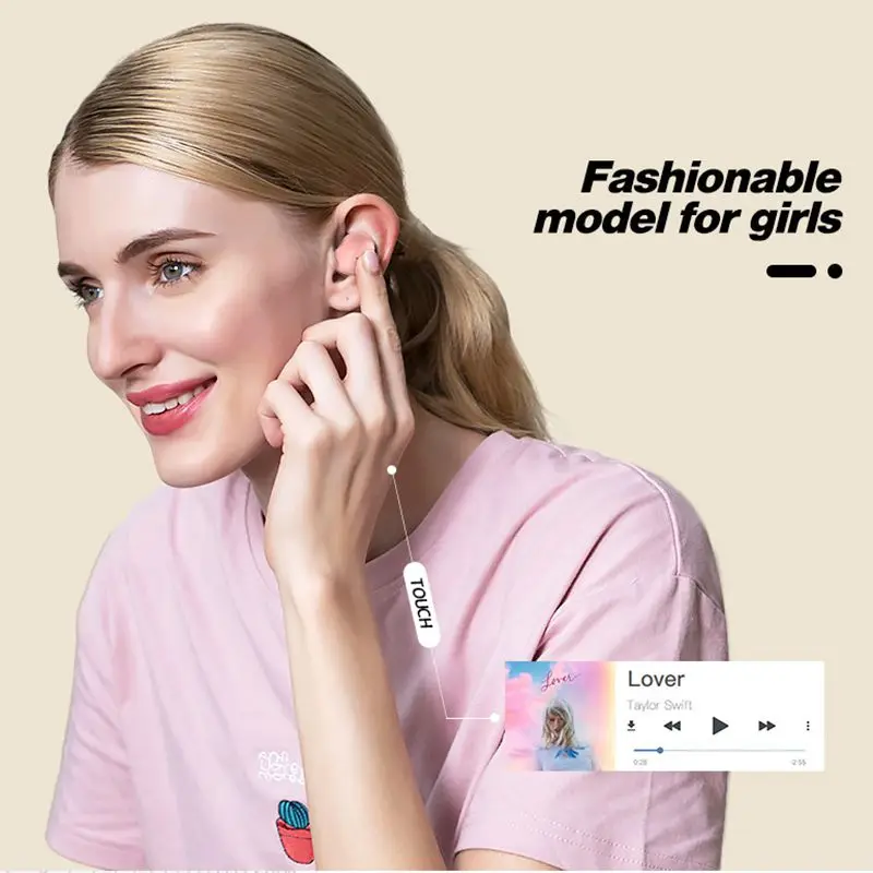 Somic W10 TWS bluetooth 5.0 Earphone Mini Portable LDS Antenna Macaron Color Smart Touch Stereo Denoise Headset with Mic