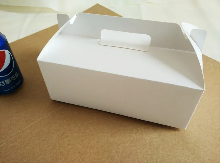 

100pcs 23.5*15*9cm 6 grid White cardboard Paper Muffin window Box with Handle For Candy\Cake\Dessert \party Packing boxes