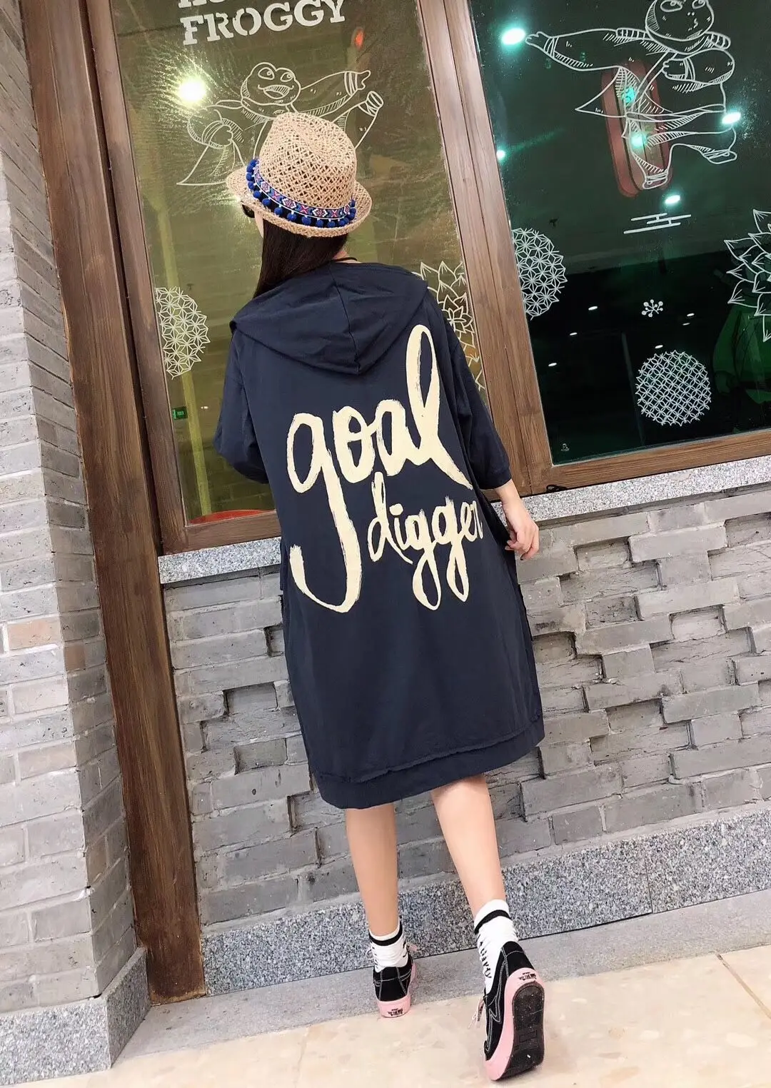 Vefadisa Spring Animal Print Coat Woman 2020 Casual Letter Hooded Coat Women Half Sleeve Cardigan Coat Black Yellow QYF262