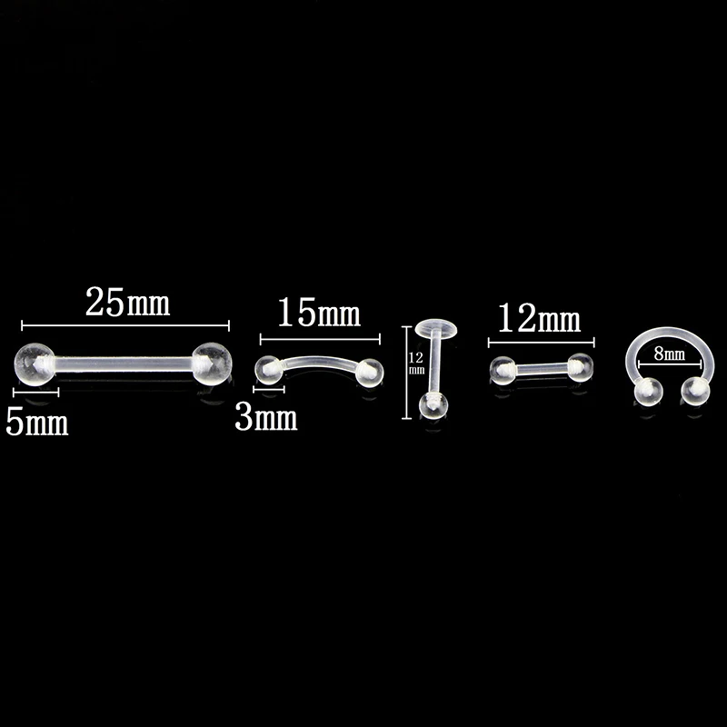Transparent Acrylic Nipple Ring Soft Clear Bar Tongue Piercing Tongue Ring Helix Piercing Sex Jewelry 10Pcs/Set