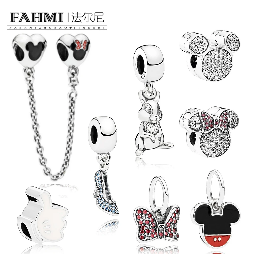 

2019 100% 925 Sterling Silver 1:1 Charm Beads SPARKLING SLIPPER Rabbit HANGING ICONIC GLOVE