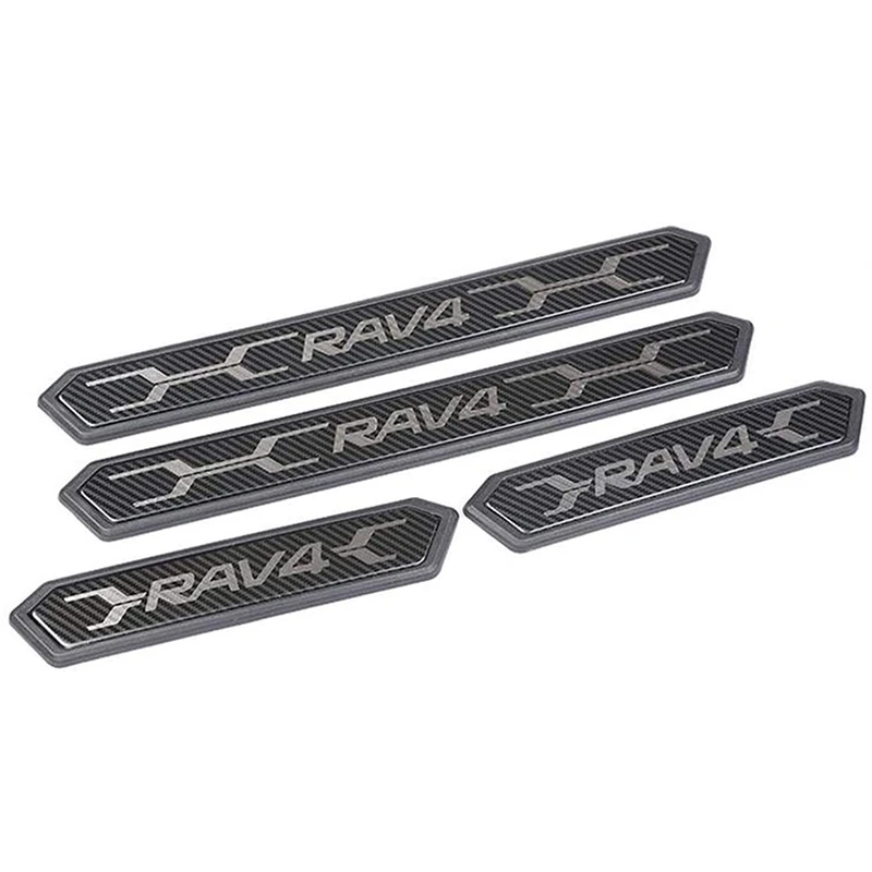 Protection car Stainless Steel Door Sill Protectors Door Sill Scuff Plate Guard 4 Pcs Set for Toyota RAV4 2019-2020 Black