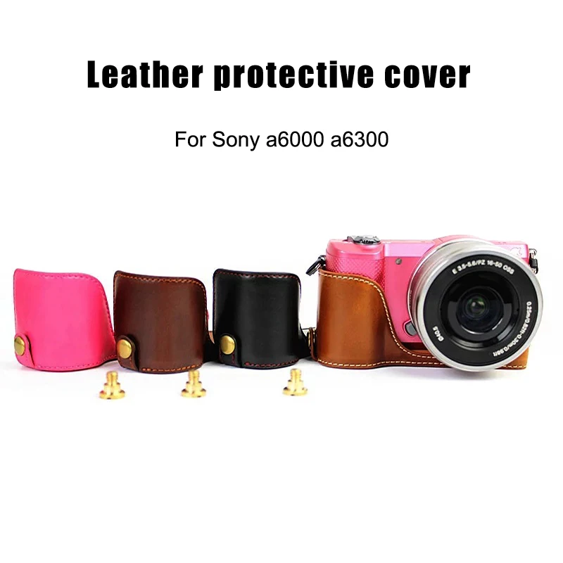 Винтажный кожаный чехол для камеры, половинный чехол для sony A6000 A6300 VH99