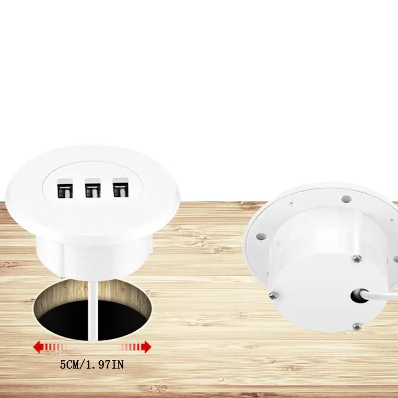 3 Ports USB 2 0 Hub 5cm Grommet Hole In Desk Mounting USB 2 0 Hub 4