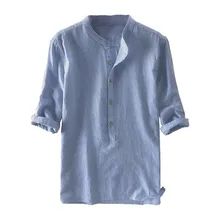 Модная хлопковая льняная рубашка, мужская летняя Осенняя рубашка с коротким рукавом, мужские повседневные рубашки, Стрейчевые дышащие рубашки