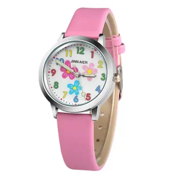 

3D flower cartoon Kids Watches Children's Watches For Girls Cartoon Baby Watch Leather Kids Watch Clock saat montre enfant relo