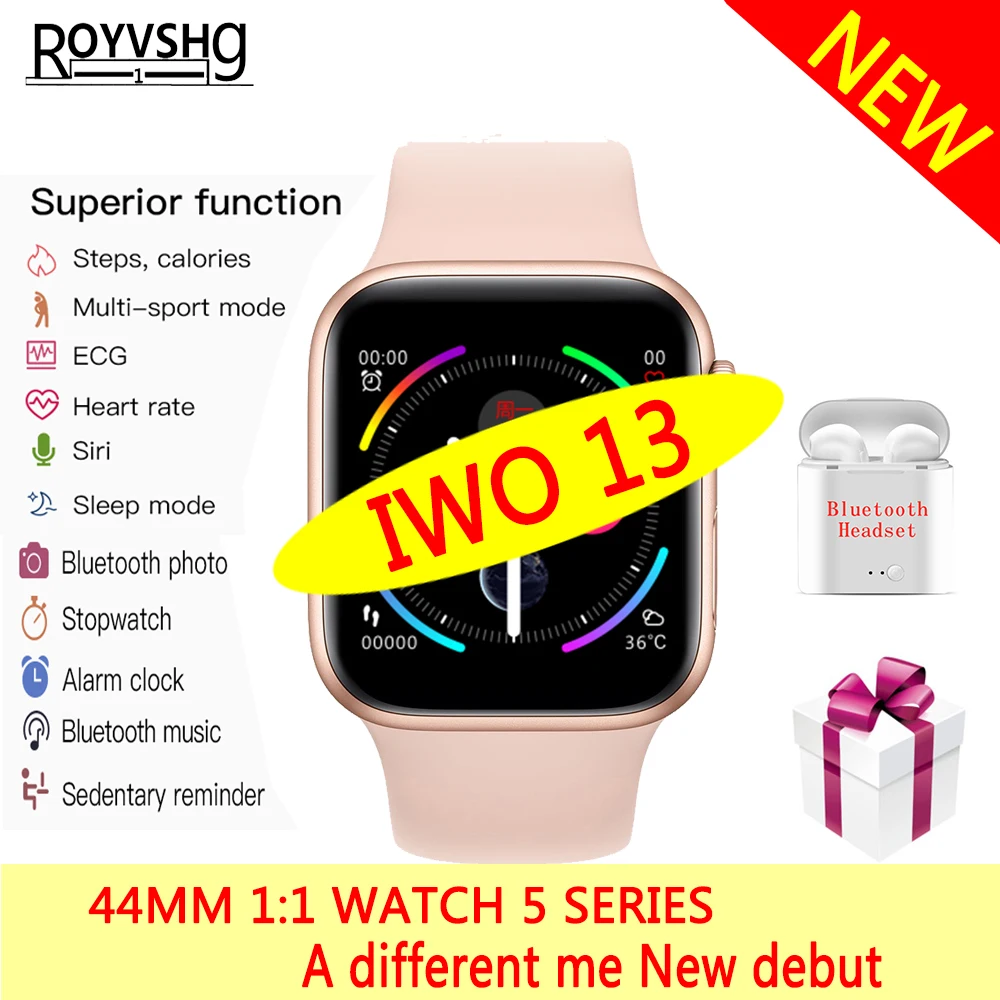 IWO 13 умные часы серии 5 1:1 44 мм Ip68 Водонепроницаемые для apple iPhone 11 MAX IOS Android smartwatch для женщин и мужчин PK IWO 10/11/12