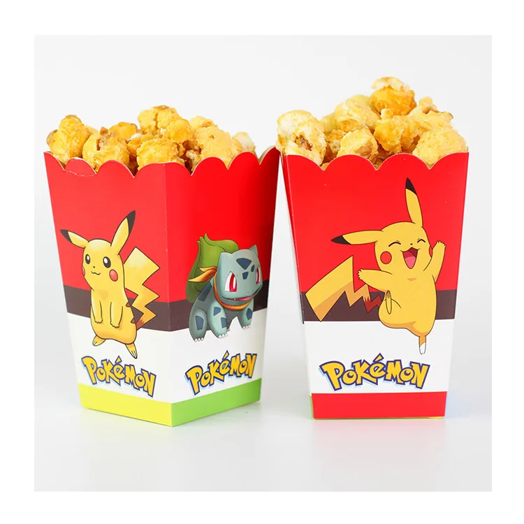Kids Pokemon Birthday Party Supplier Gift Bag Tablecloth Popcorn Box Invitations 