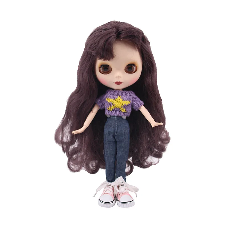 Комплект одежды для куклы Blyth = свитер+ джинсы для куклы Blyth BJD 30 см 1/6 года, рождественские подарки для девочек на день рождения