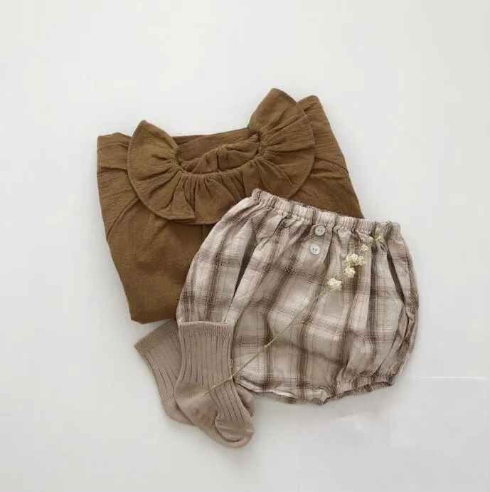 Honey Angle/весенне-Осенняя детская рубашка для девочек хлопковые топы с длинными рукавами для девочек, корейские однотонные пуловеры для младенцев, одежда для девочек