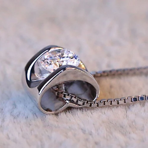 Женская мода 3D Любовь Сердце Форма Сияющий очаровательный кулон для