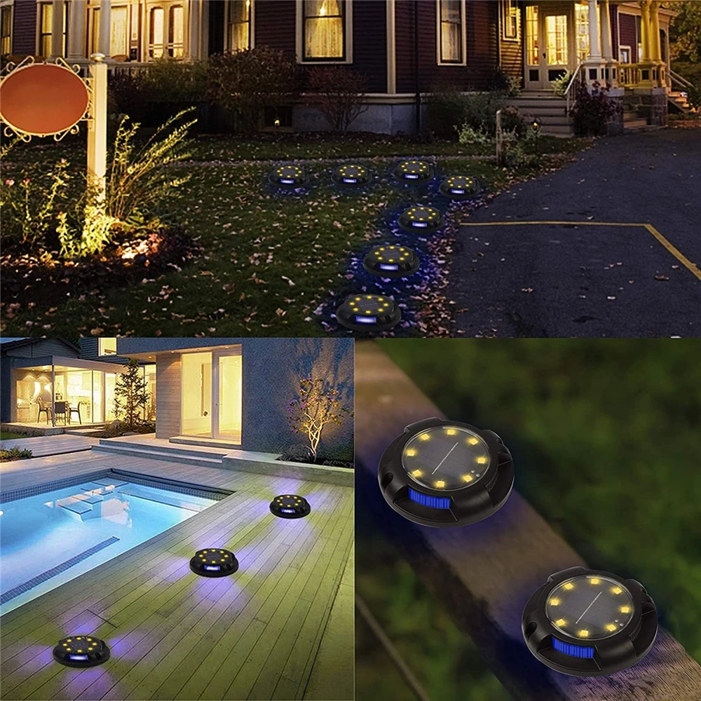 solar garden lights decorative Solar Powered Ground Lights Waterproof LED Solar Lights Outdoor Solar Disk Lights Garden Decorative Solar Landscape Lighting solar torch lights