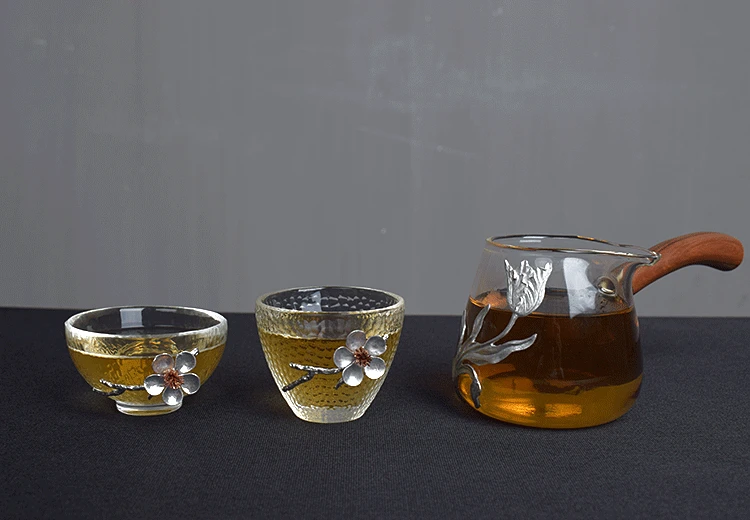 Прозрачная термостойкая стеклянная чайная чашка креативный цветок сливы чайный набор кунг-фу Мастер чашка маленькая чайная чаша ручной работы чайная посуда Декор