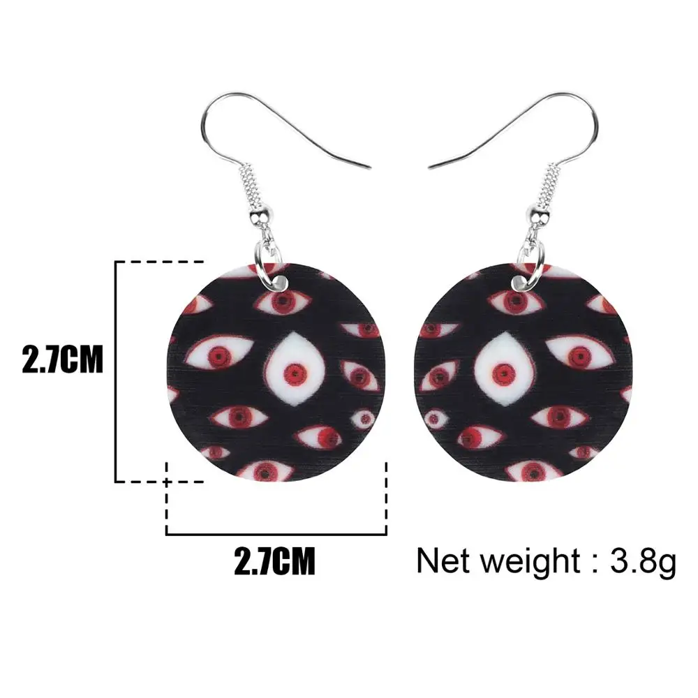 WEVENI Acrylic Halloween Horror Eye Round Earrings Drop Dangle Decorations Jewelry For Lady Girl Teen Party Charm Gift Accessory