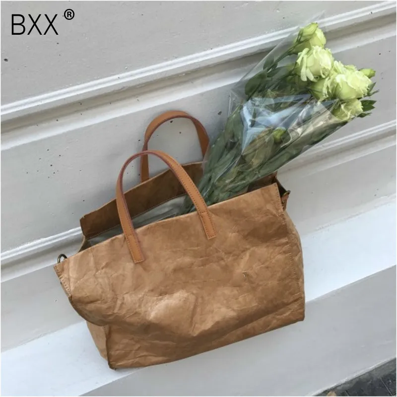 [BXX] женские винтажные сумки на одно плечо из крафт-бумаги с буквенным принтом