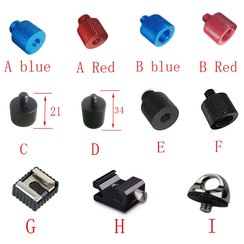 

1/4" to 3/8" 5/8" to 1/4" Male to Female SC-6 Cold Shoe Hot Shoe Thread Screw Mount Adapter Tripod Plate Screw for SLR camera