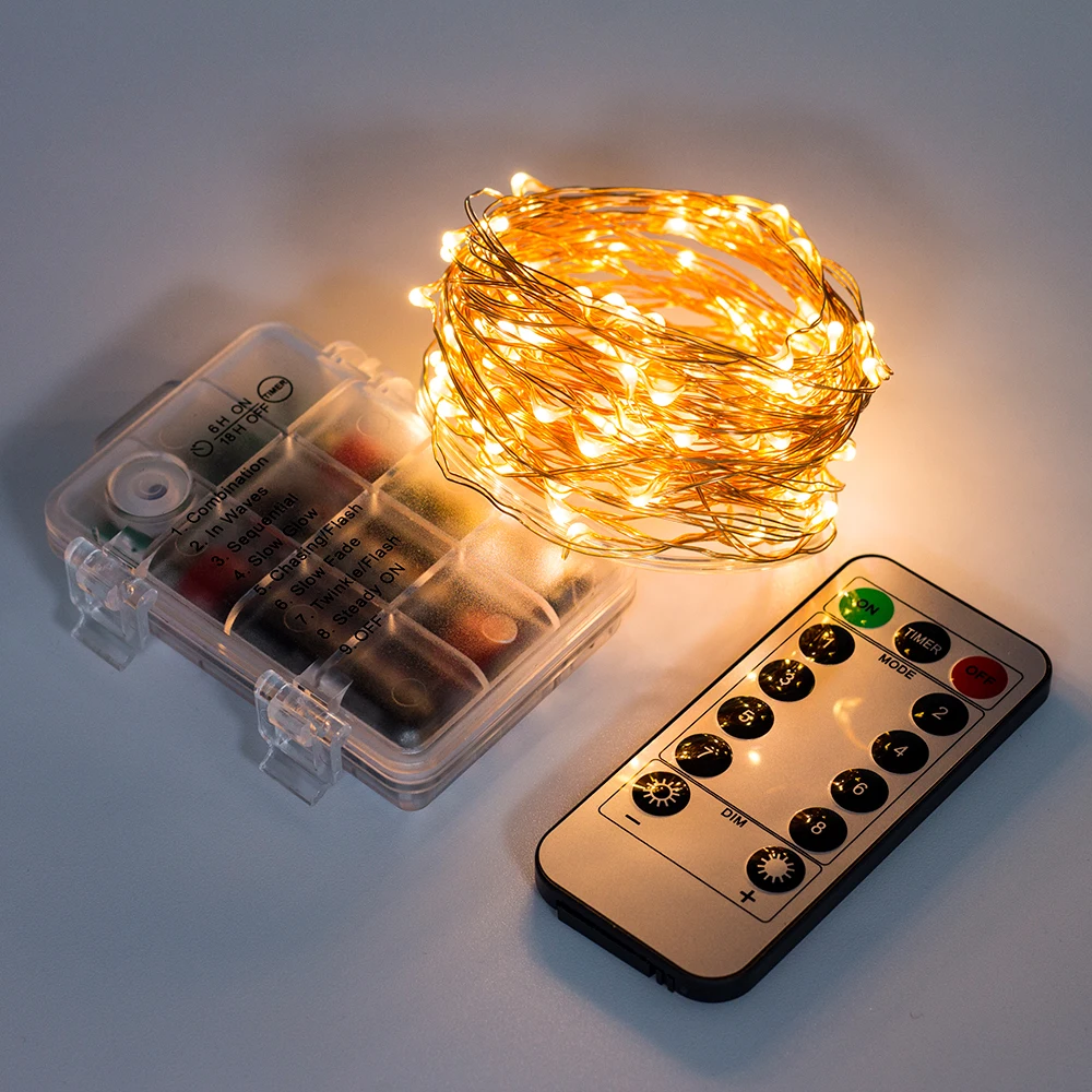 Гирлянда на батарейках с 100 светодиодами и таймером дистанционного управления