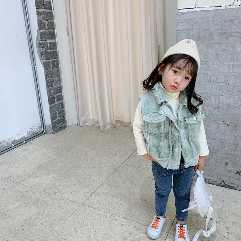 

Autumn Winter Girls Rabbit Fur Small Vest Kids Faux Fur Waistcoat Baby Girl Boy Soft Warm Jackets And Coats Children Outerwear