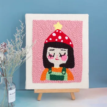 

DIY Embroidery Kit with Frame for Beginner Pattern Printed Punch Needle Flower Embroidery Needlework Handmade Sewing Craft Gift