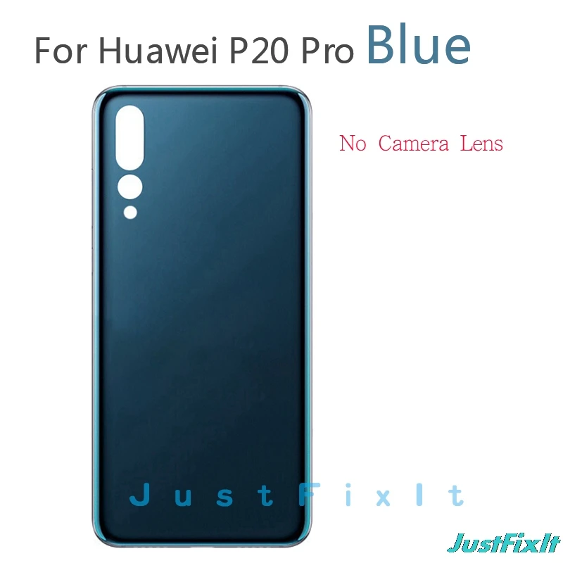 Замена для huawei P20 Pro Задняя стеклянная крышка с объективом камеры для huawei P20 Pro крышка батареи Задняя Дверь Корпус чехол - Цвет: Blue No Lens