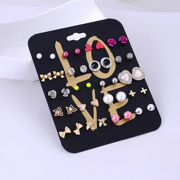 

Pendientes Earings Oorbellen Cross-border 20 Pair Suits For The Combination Of Exquisite Fashion Earring Stud Earrings Card