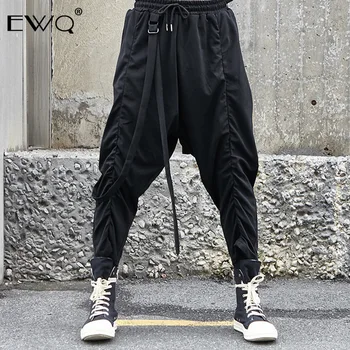 

EWQ / 2020 Spring New Trousers Personality Design Casual Pants For Man Drawstring Ribbon Hip Hop Pants Male And Famale 9Y17701