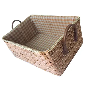 

1PC Large Size Storage Box Rural Style Storage Box Corn Husk Woven Box Drawer Style Storage Case Handheld Storage Basket for Hom