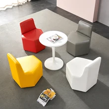 

GY Fashionable Modern Office Sofa Simple Business Reception Room Leather Single Seat Creative Hexagonal Leisure Reception Chair