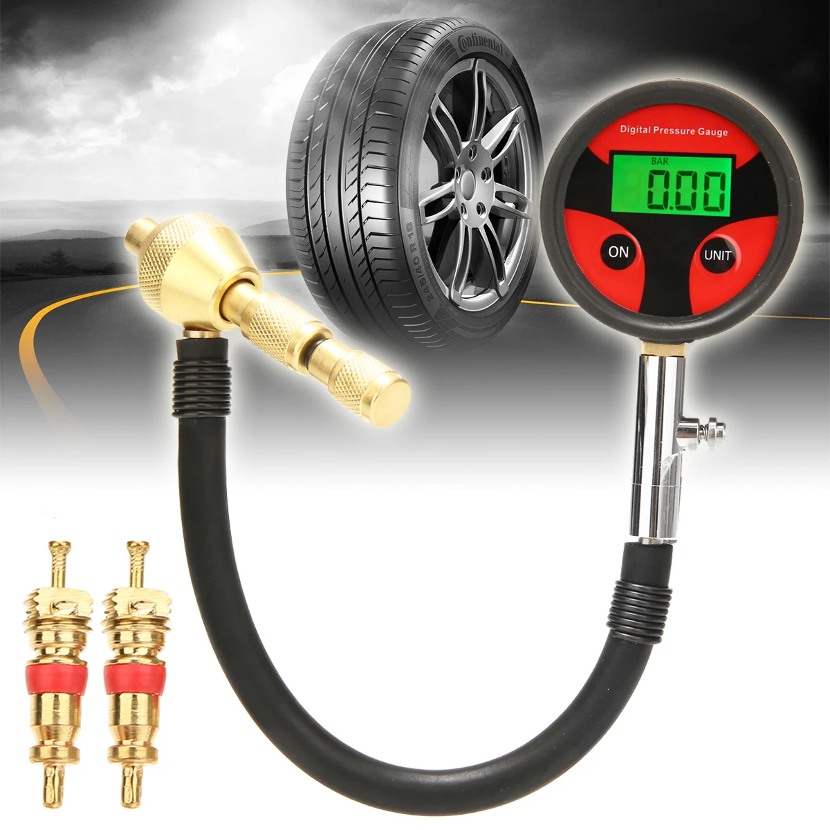 Mayitr 1pc Digital Rapid Tyre Tire Pressure Gauge Profession Car Bike Motorcycle Tyre Tester Deflator Tool 4WD 4x4+2 Tire Cores