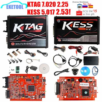 

2020 Newest KESS V2.53 V5.017 V2 Online 4LED Red PCB KTAG 7.020 SW2.25 OBD2 ECU Programming Tool KESS 5.017 K-TAG 7.020