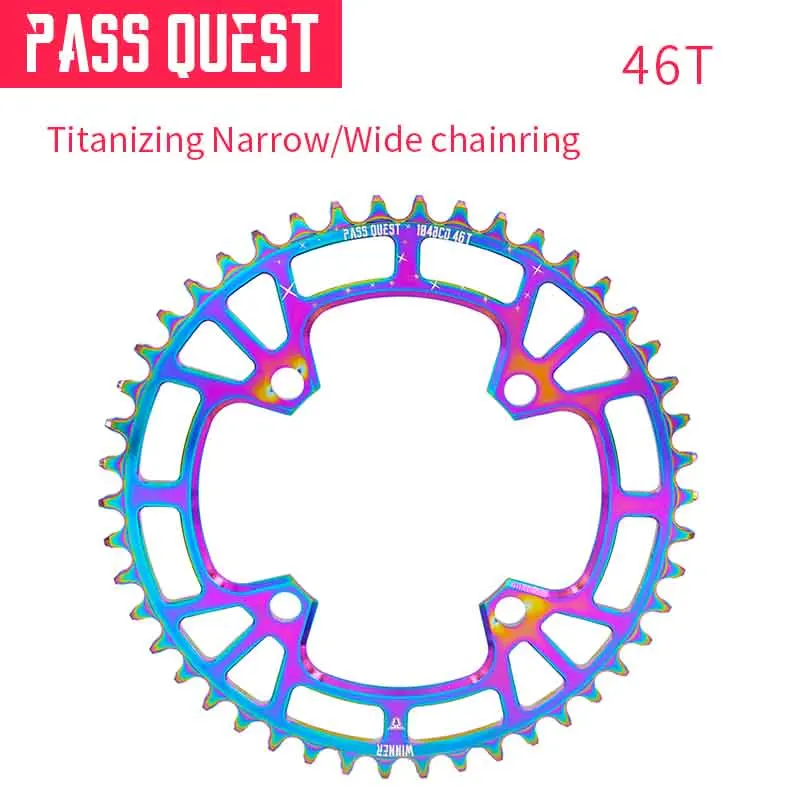 46T Pass Quest с титановым покрытием, круглая, 104BCD, эллипс, MTB, узкая широкая цепь, 32 T-48 T, велосипедная передняя Звездочка шатун - Цвет: 46T