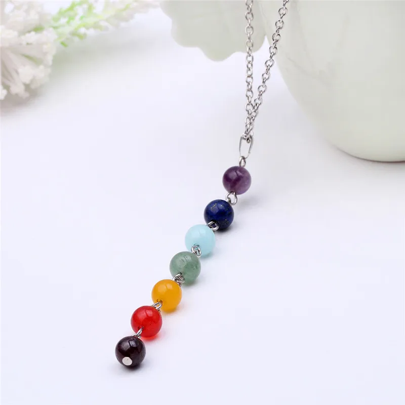 7 Chakra Gem Stone Beads Pendant Necklace Women Yoga Reiki Healing Balancing Maxi Chakra Necklaces Bijoux Femme Jewelry 2020 New