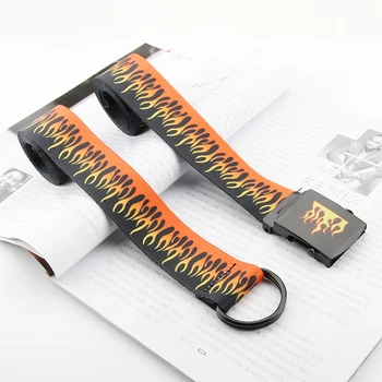 

Harajuku Canvas belt Unisex hip hop Belts flame print fashion aesthetic students girls women belt mens 2020 Korean Style