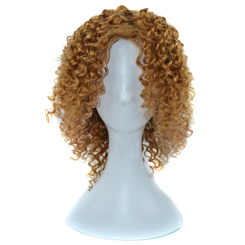 

Brazilian #27 14 Inch Afro Blonde Jerry Curly Human Hair Wig 100% Remy Hair Extension Short Human Hair Wigs For Black Women