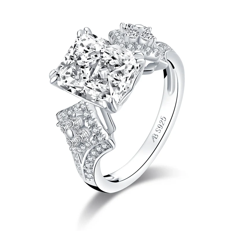 AINUOSHI, роскошное 925 пробы Серебряное 4.0CT кольцо с сияющей огранкой, обручальное кольцо с искусственным бриллиантом, женские серебряные обручальные кольца, ювелирные изделия