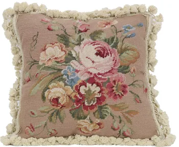 

Baroque soft needlepoint cushion Hand woven pillow Rococo cloth art classical