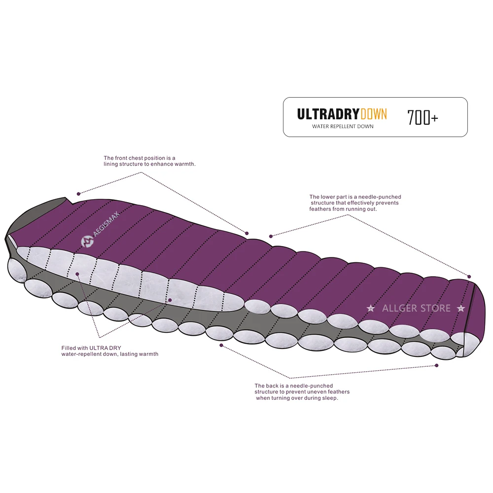 Goede AEGISMAX NANO Outdoor Camping Ultralight Tent Mummie Wit Ganzendons Drie Seizoen Slaapzak Nylon Tas Draagbare splicing