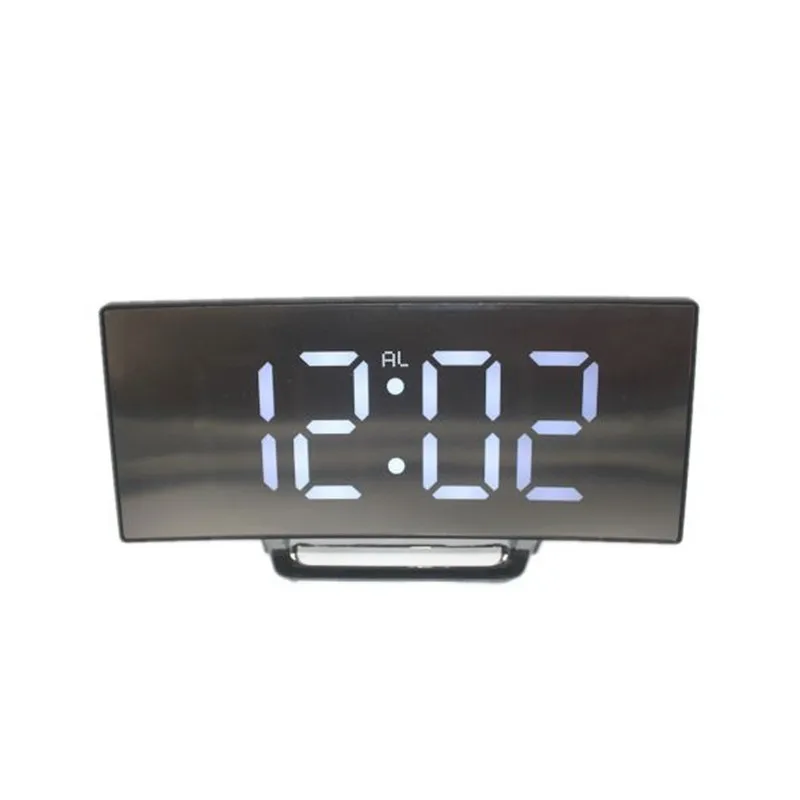 Цифровой светодиодный Будильник с европейской вилкой Повтор времени ночной светодиодный Настольный Будильник зеркальные часы 2 USB порта зарядного устройства для телефона