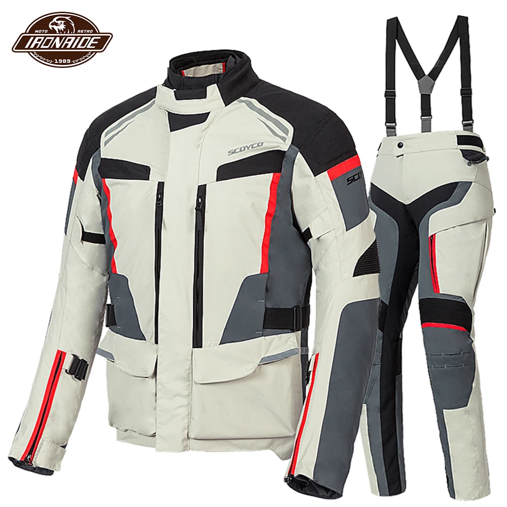 SCOYCO Motorcycle Jacket Waterproof Chaqueta Moto Motocross Jacket CE protector Motorcycle Suit with Removeable Linner 4 Season
