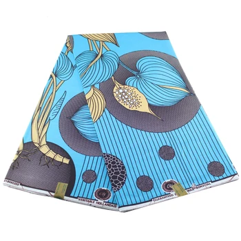 

100% African Cotton Fabric 6 yards 2019 dutch Wax Printing For a wedding dress High Quality Veritable Wax Cotton material