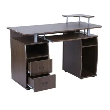 

Stable Office Computer Desk Laptop Work Station Home PC Table Notebook Desk With Elevated Printer Shelf Decorative Furniture