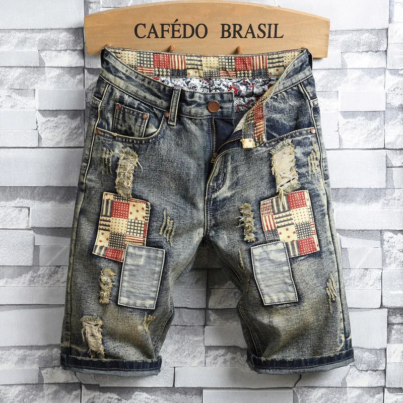 

High Quality Casual Mens Ripped Short Jeans Brand Summer 2020 Hole Denim Jeans