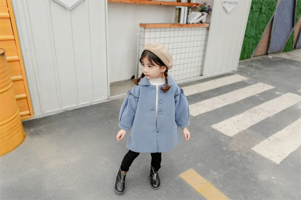 Girl'S Coat Children Woolen Jacket Children Mid-length Coat Women's